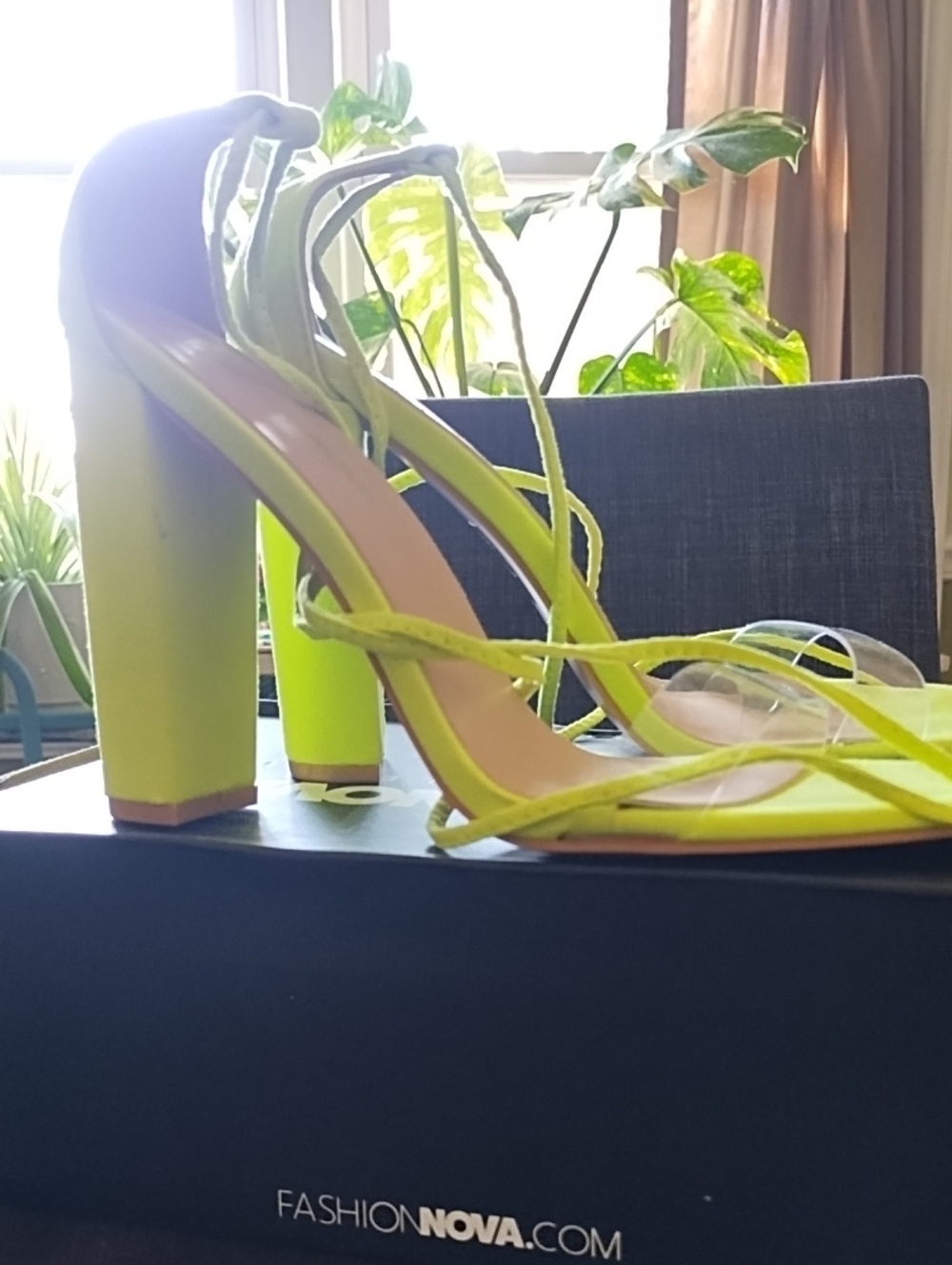 Faux Suede Chartreuse Lace Up Shoes